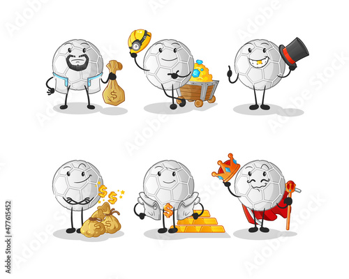 hand ball rich group character. cartoon mascot vector