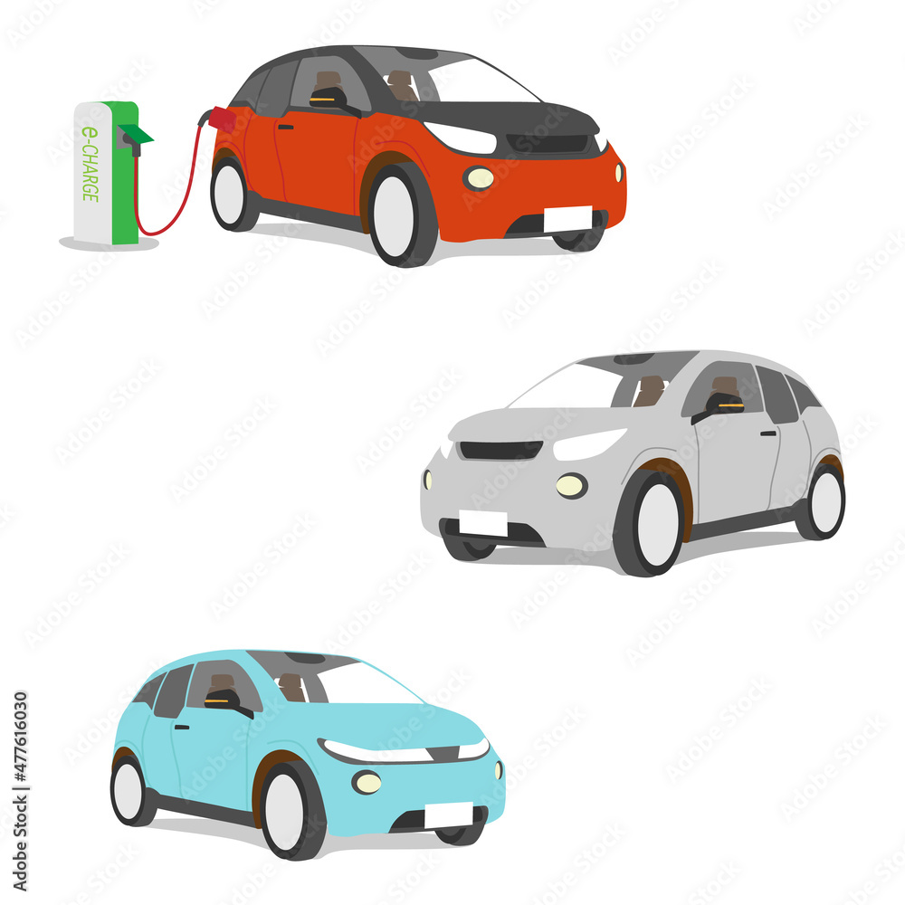 Naklejka premium 電気自動車の素材セット