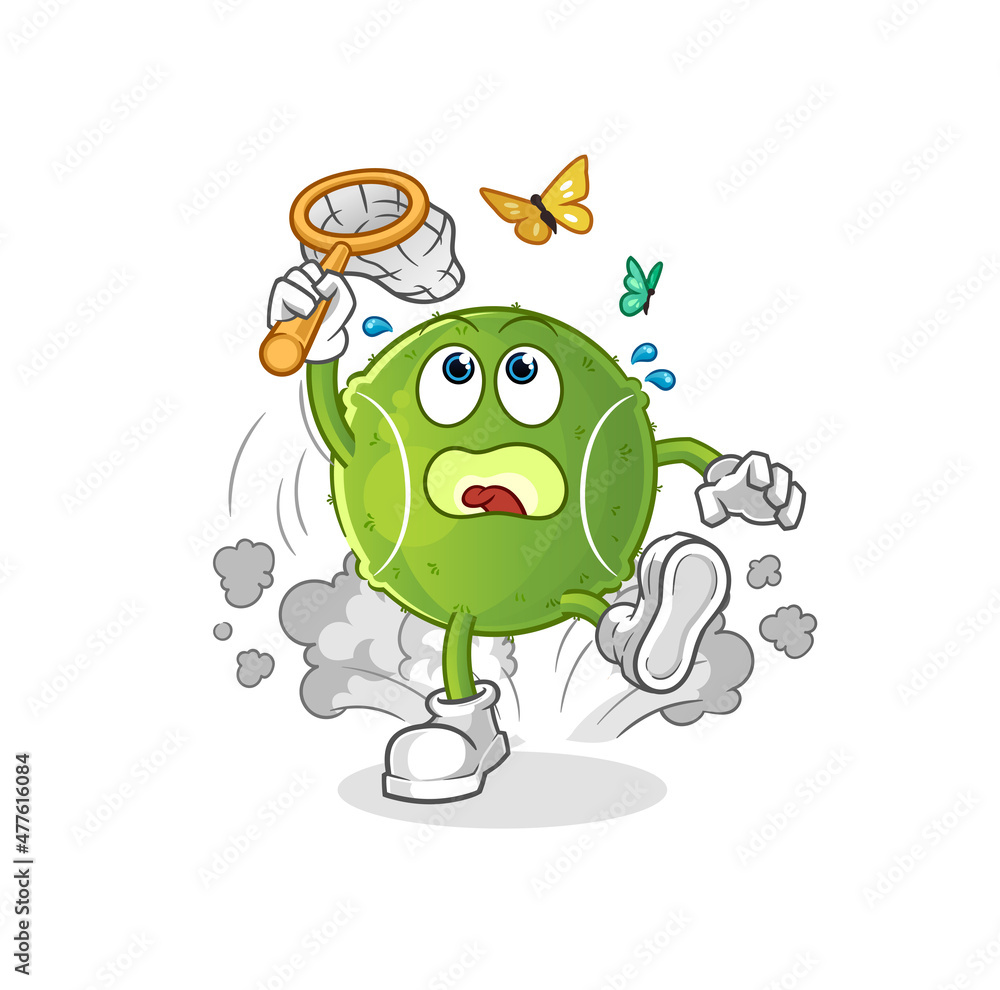 Obraz premium tennis ball catch butterfly illustration. character vector