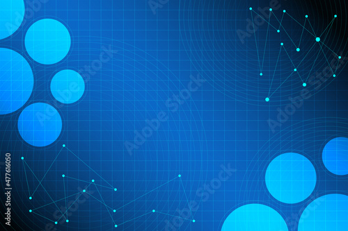 Blue abstract redial redio line illustration with perspective grid in back. Technology background with network connection concept. Light blue area. Presentation template. photo