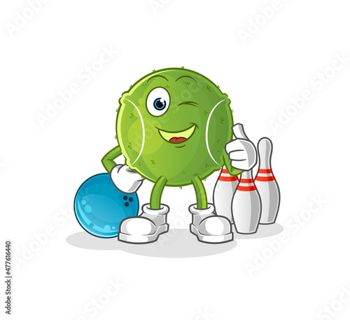 tennis ball play bowling illustration. character vector