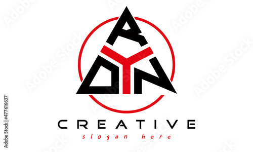 triangle badge with circle ORN letter logo design vector, business logo, icon shape logo, stylish logo template