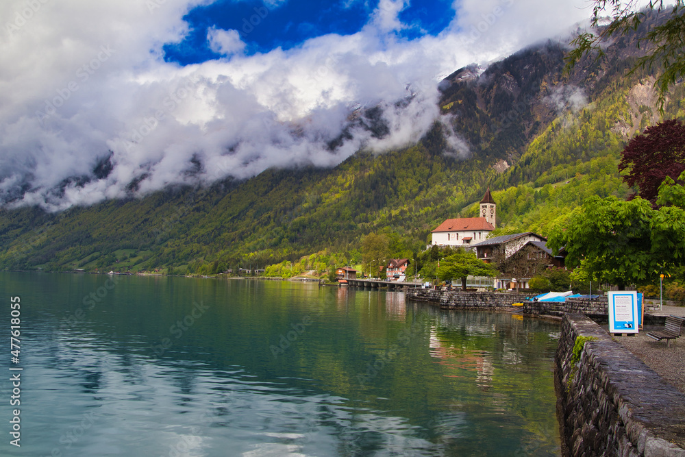 Brienz with Brieznersee Switzerland in the spring