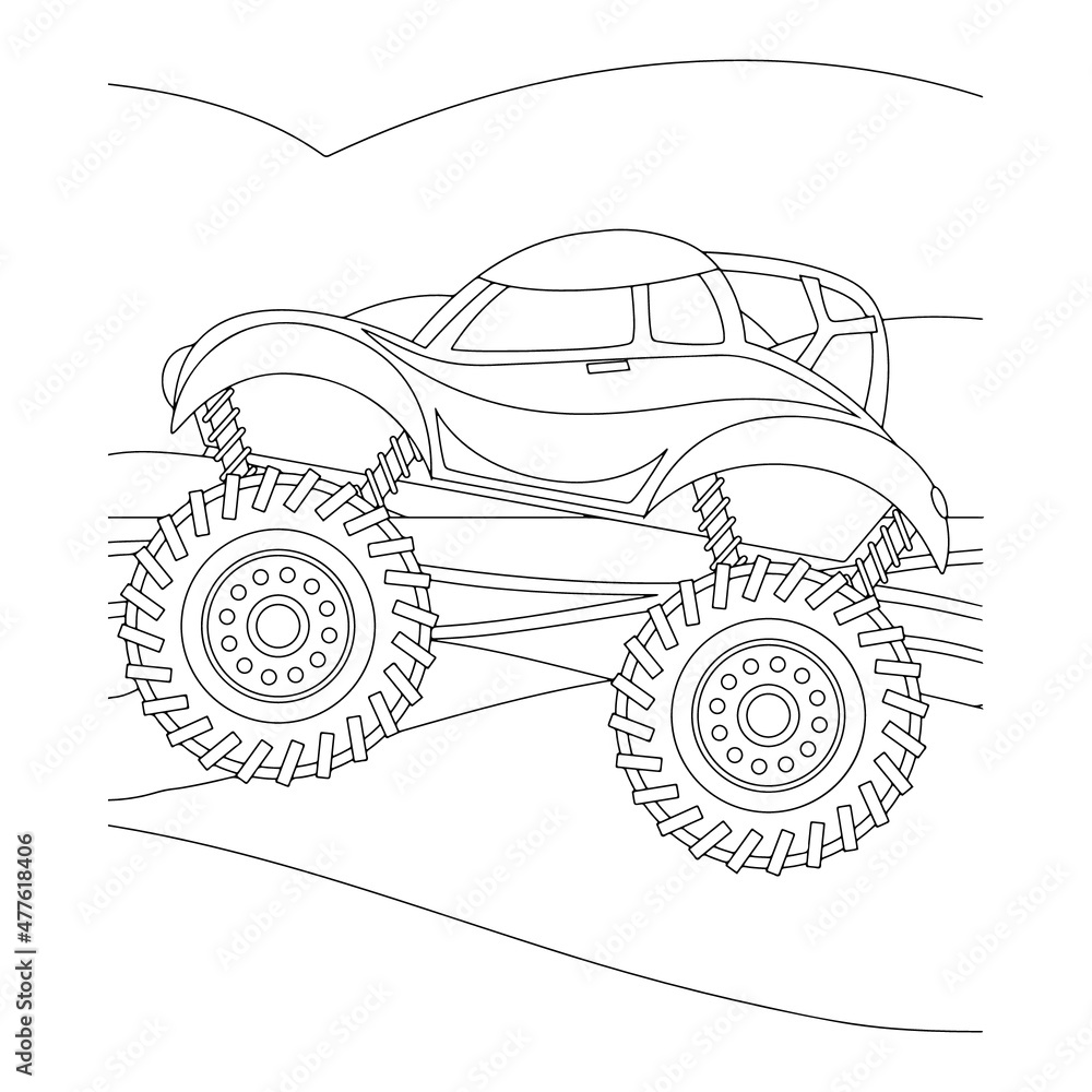 Obraz premium Monster truck vector illustration kids activity coloring pages