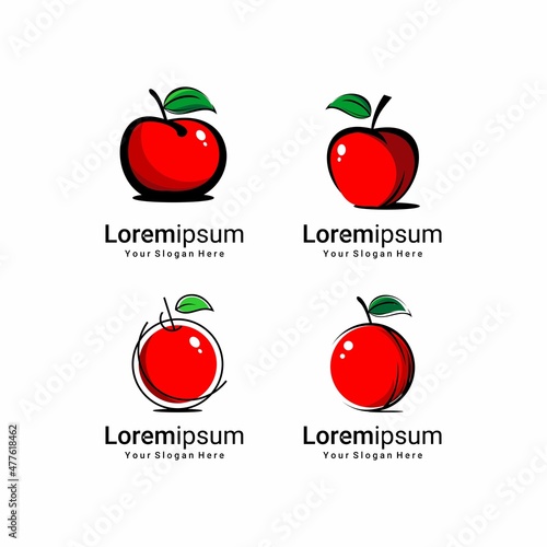 vector ilustration of red fruit, tomato logo, red apple logo