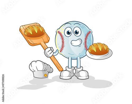 baseball baker with bread. cartoon mascot vector © dataimasu