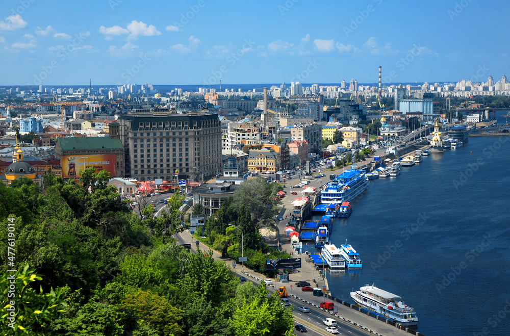 Obraz premium Kiev panorama, Dnepr river, Kiev, Ukraine.