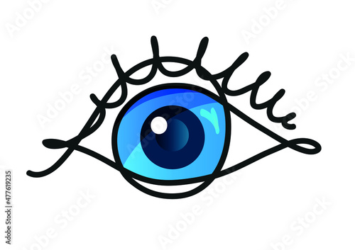 One line drawing of eye.
One continuous line drawing of close up shot of a woman eye.

