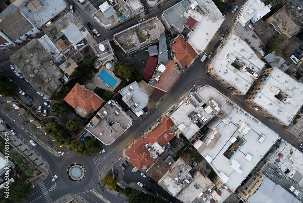 Aerial drone photograph of cityscape of Nicosia in Cyprus at sunset. Aerial drone photograph of cityscape of Nicosia in Cyprus at sunset.