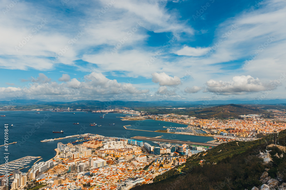 The town and harbour of Gibraltar viewed from up the Rock