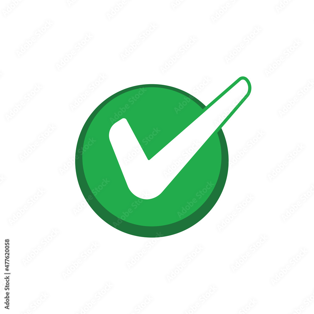 Green check mark icon inside a circle. Tick symbol in green color, vector illustration. Green check mark icon inside a circle. Tick symbol in green color, vector illustration.