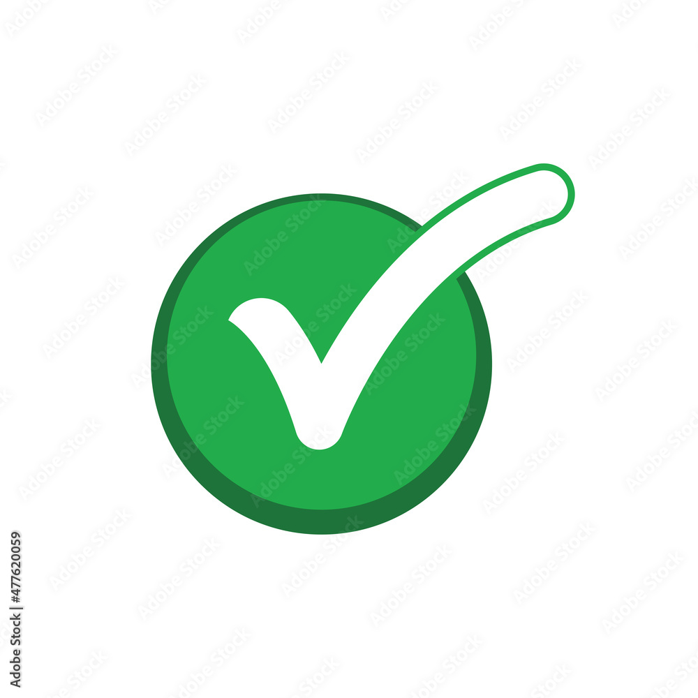 Green check mark icon inside a circle. Tick symbol in green color, vector illustration. Green check mark icon inside a circle. Tick symbol in green color, vector illustration.