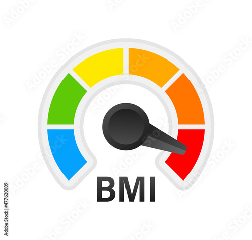 Indikator bmi on white background. Chart concept. Vector icon. photo
