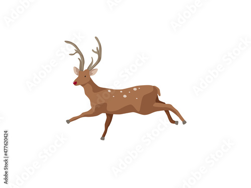 Illustration of a deer in a jump for your design. Deer spotted brown isolated on white background. © Olha Bodanina
