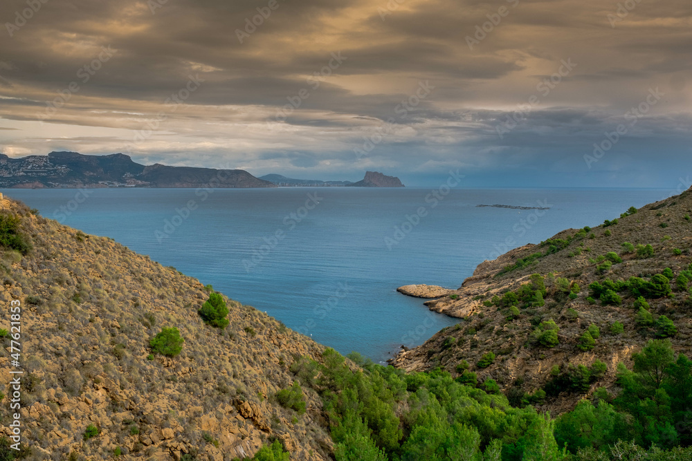 Views of the Mediterranean Sea from the Sierra Helada near El Albir in Alicante, Spain