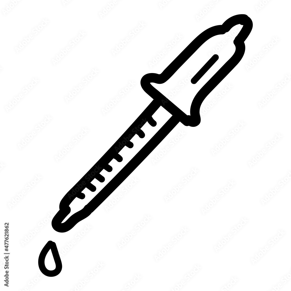 Hand drawn chemical pipette with drop icon in doodle style isolated. Hand drawn chemical pipette with drop icon in doodle style isolated.