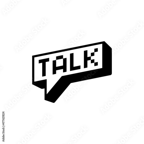 Talk vector logotype. pixel art style on white background