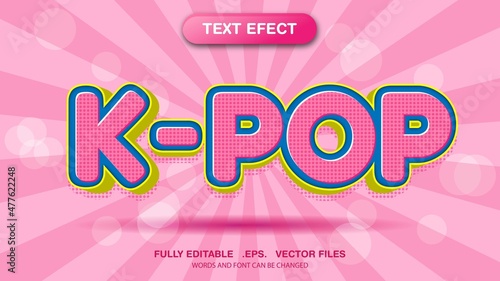 3D editable text effect and font style template, k-pop themed