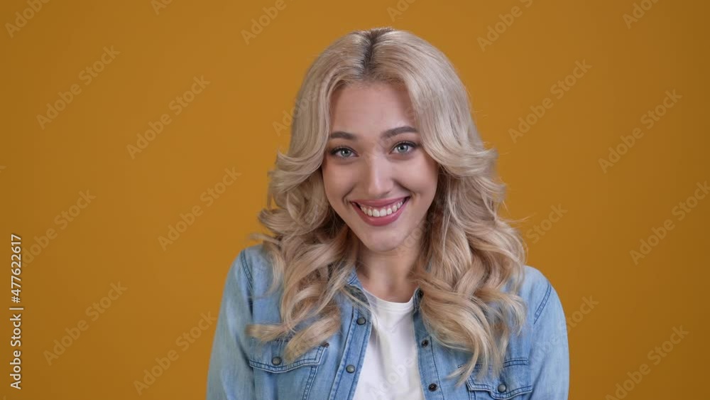 Lady put finger mouth ask not talk rumor isolated bright color background Lady put finger mouth ask not talk rumor isolated bright color background