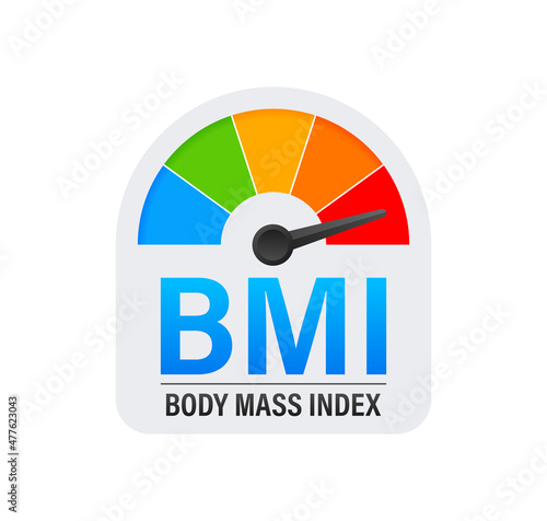 Indikator bmi on white background. Chart concept. Vector icon. photo