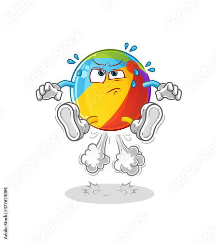 beach ball fart jumping illustration. character vector