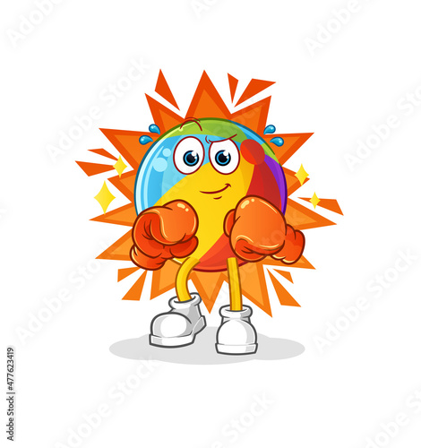 beach ball boxer character. cartoon mascot vector