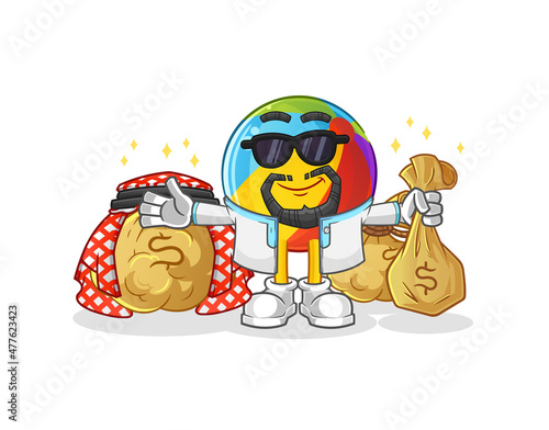 beach ball rich arabian mascot. cartoon vector