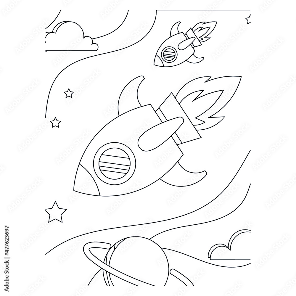 Space Vector Art Rocket Planet Spaceship Kids Coloring And Activity Space vector art rocket planet spaceship kids coloring and activity