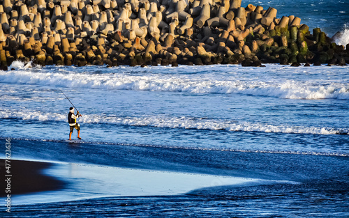 Fishing at Glagah Indah Beach, Kulonprogo, Special Region of Yogyakarta photo