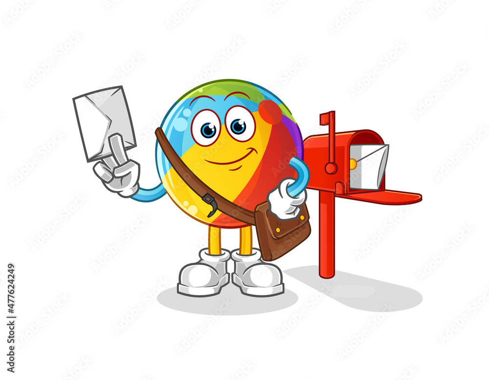 beach ball postman vector. cartoon character