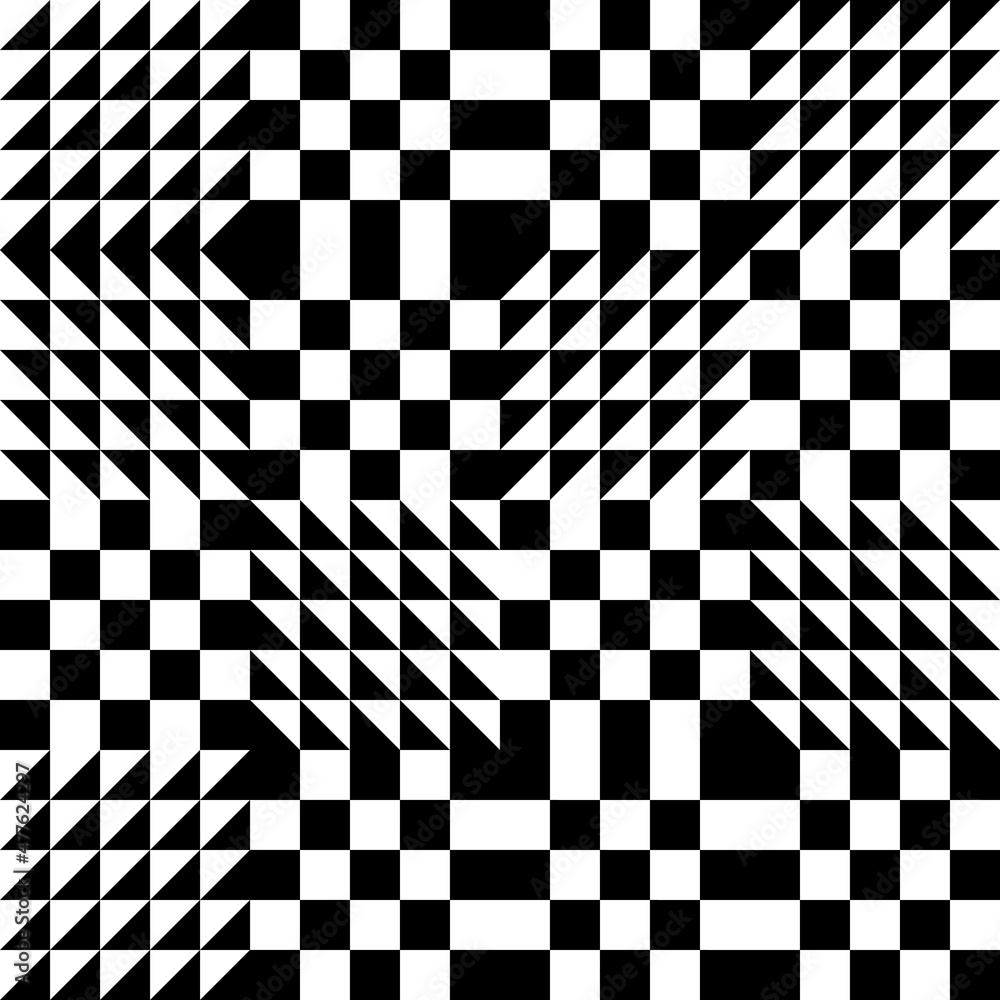 Fototapeta premium Black and white checkerboard pattern. Vector of checker-type blocks creating a decor pattern.