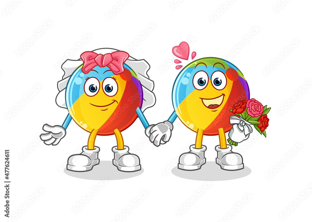 Obraz premium beach ball wedding cartoon. cartoon mascot vector