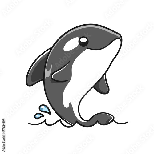 Cute Orca whale vector illustration. Killer whale cartoon clipart.
