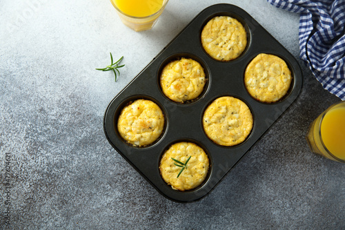 Homemade omelette muffins with herbs