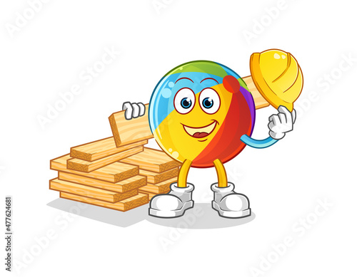 beach ball builder vector. cartoon character