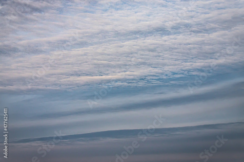 beautiful blue white stripped clouds in sky. Sky replacement