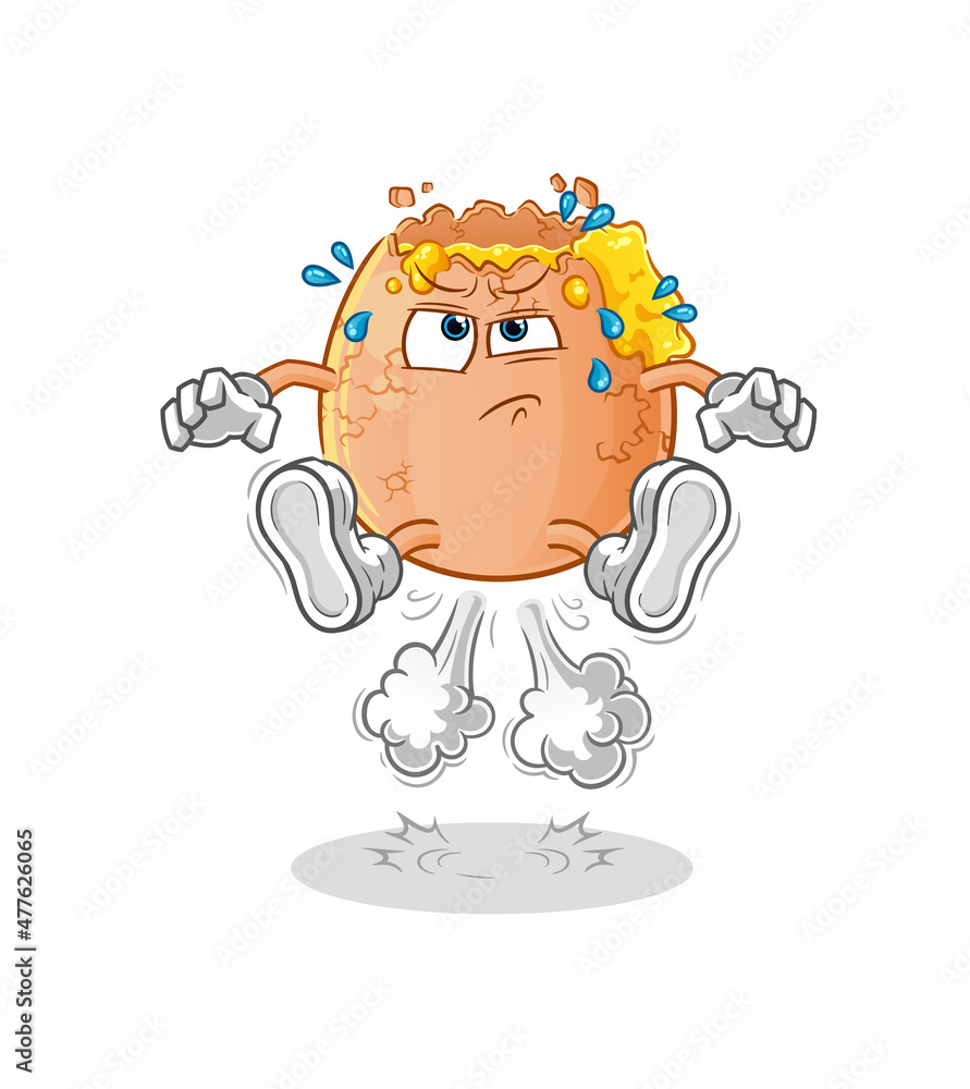 broken egg fart jumping illustration. character vector broken egg fart jumping illustration. character vector