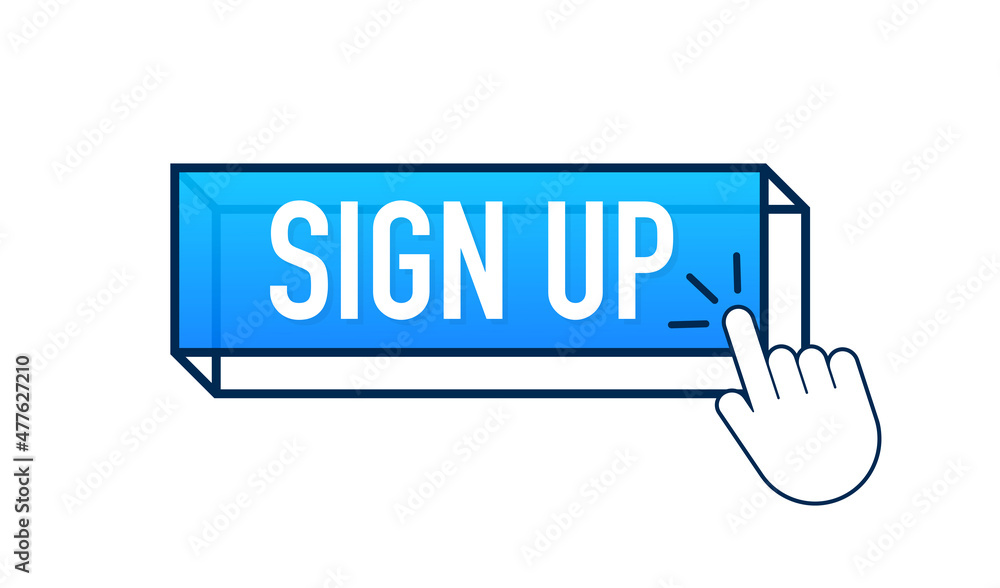 Blue sign up button in modern style. Business vector icon. Arrow icon. Blue sign up button in modern style. Business vector icon. Arrow icon.