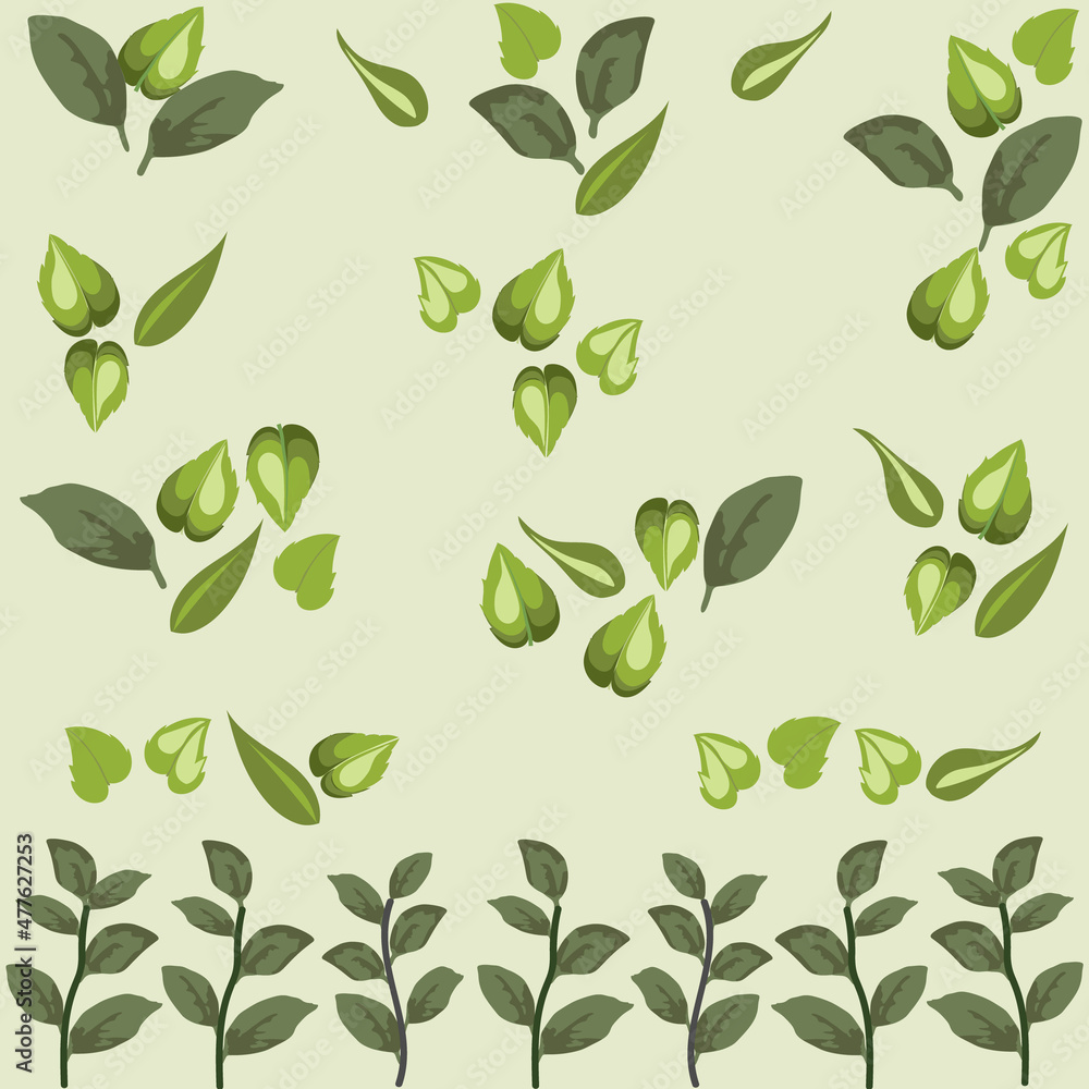 Naklejka premium beautiful pattern of cutleaf and leaves