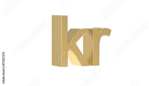 Foto Currency symbol of Norway, Norwegian krone sign in Gold - 3d rendering, 3d Illus