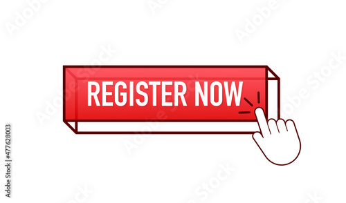 Modern register now button, great design for any purposes. Banner vector. Web banner. Flat design.