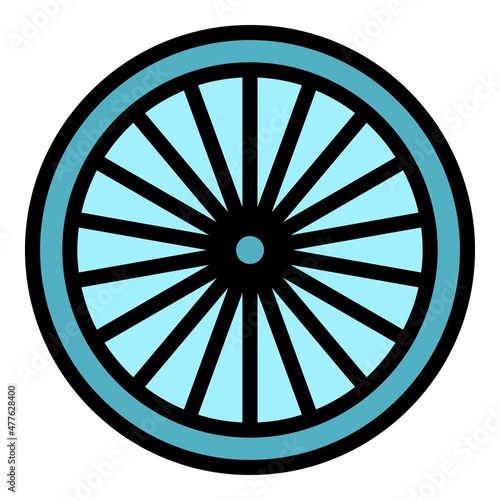Bicycle repair wheel icon. Outline bicycle repair wheel vector icon color flat isolated