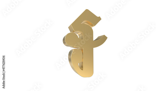 Currency symbol of Cambodia, Cambodia riel sign in Gold - 3d rendering, 3d Illustration