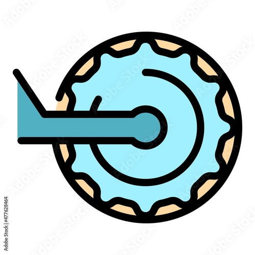 Bicycle repair crankset icon. Outline bicycle repair crankset vector icon color flat isolated