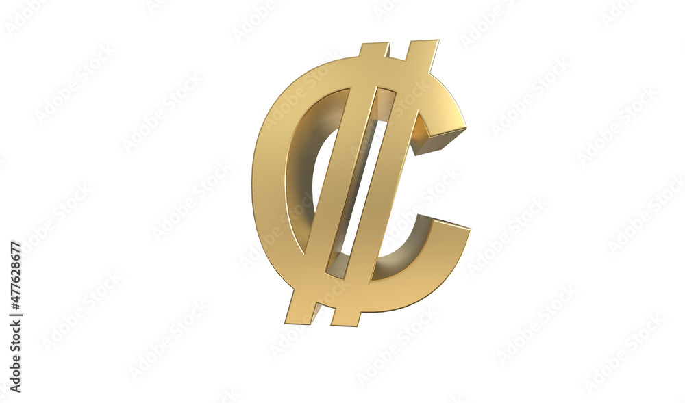 Currency symbol of Costa Rica, Costa Rican Colón sign in Gold - 3d rendering, 3d Illustration Currency symbol of Costa Rica, Costa Rican Colón sign in Gold - 3d rendering, 3d Illustration