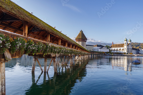 Lucerne panorama view with Chapel Bridge