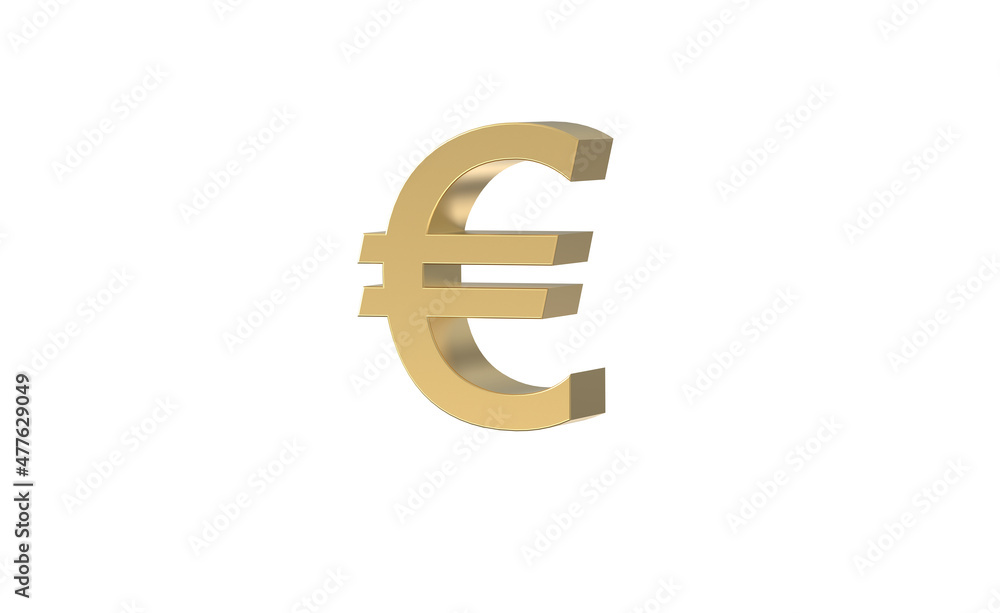 Currency symbol of European union , Euro sign in Gold - 3d rendering, 3d Illustration Currency symbol of European union , Euro sign in Gold - 3d rendering, 3d Illustration