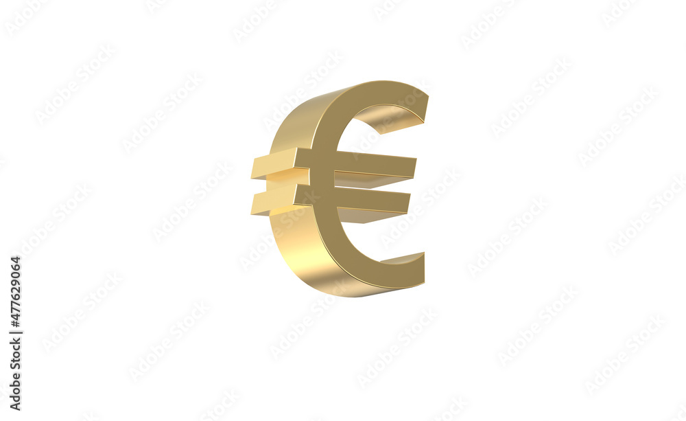 Currency symbol of European union , Euro sign in Gold - 3d rendering, 3d Illustration Currency symbol of European union , Euro sign in Gold - 3d rendering, 3d Illustration