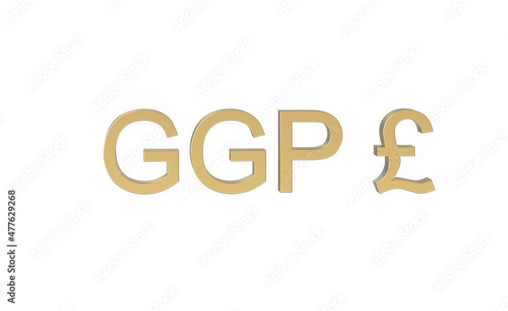 Currency symbol of guernsey, guernsey pound sign in Gold - 3d rendering, 3d Illustration Currency symbol of guernsey, guernsey pound sign in Gold - 3d rendering, 3d Illustration