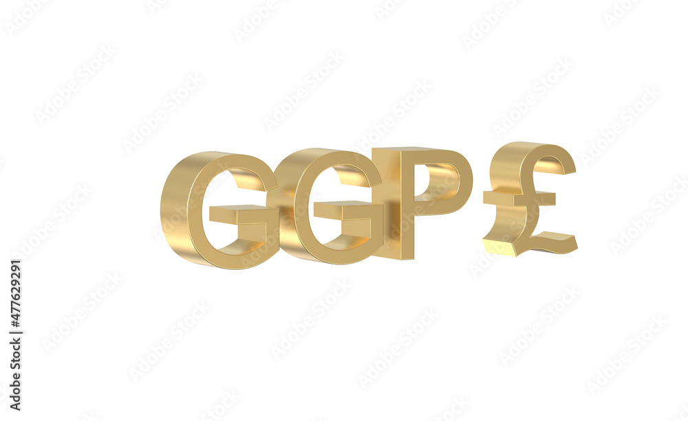 Currency symbol of guernsey, guernsey pound sign in Gold - 3d rendering, 3d Illustration Currency symbol of guernsey, guernsey pound sign in Gold - 3d rendering, 3d Illustration